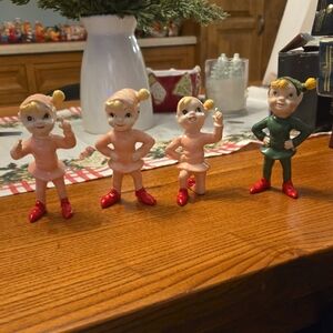 Set of Vintage Figurines with Red Shoes